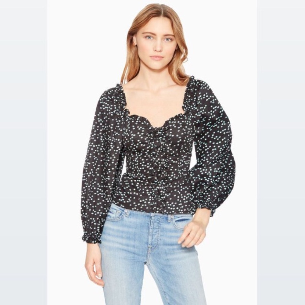 NWT Parker Puff Sleeve Black Top Size Small